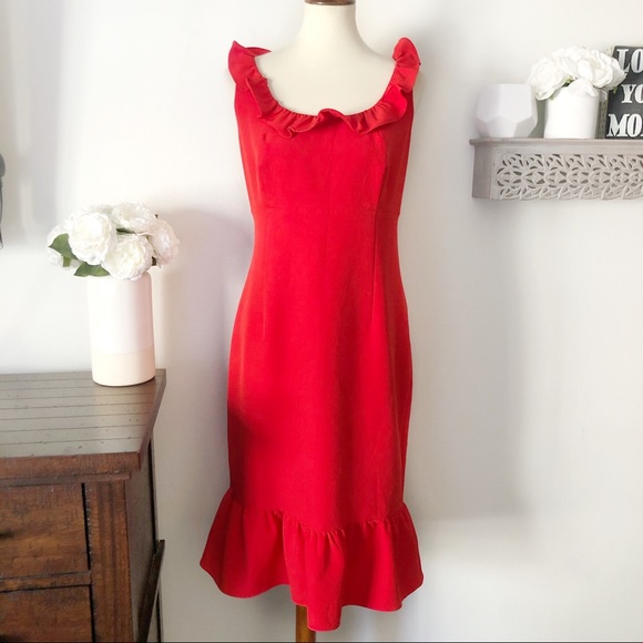 Nanette Lepore Dresses & Skirts - Nanette lepore ruffle midi Bodycon dress red size 10